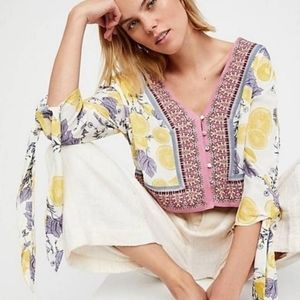 Free People Freshly Squeezed Flowy Printed Blouse Size M